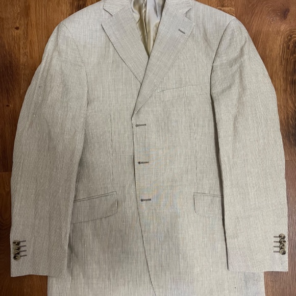 Men’s beige wool and linen wool Jacket - Picture 2 of 4